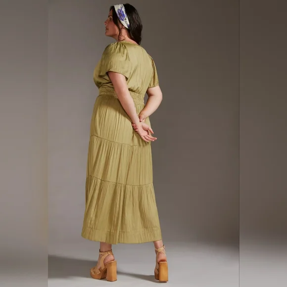 ANTHROPOLOGIE The Somerset Maxi Dress Satin Maxi